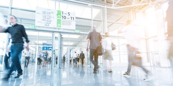 Blurred People Trade Fair Entrance — Stock Photo, Image