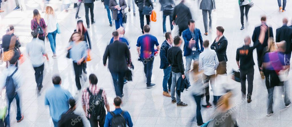 crowd of Blurred business people at a trade fair