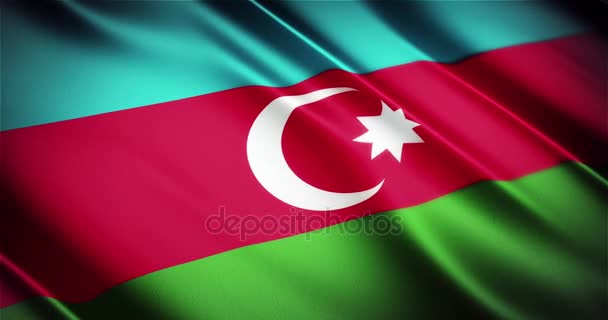Азербайджанский реалистичный национальный флаг с плавной петлей размахивания анимацией — стоковое видео