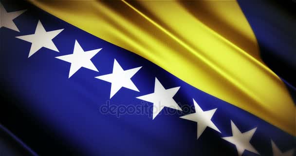 Bosnia and Herzegovina realistic national flag seamless looping waving animation — Stock Video