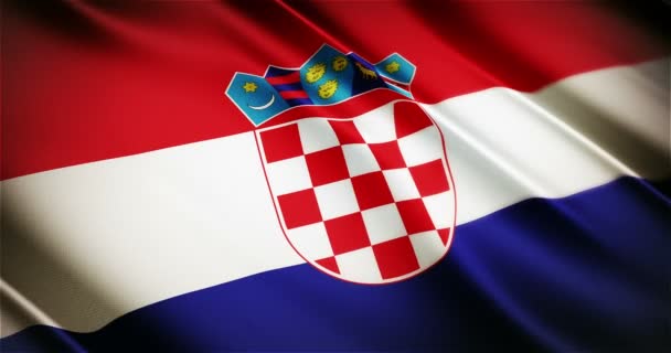 Croatie réaliste drapeau national sans couture boucle agitant l'animation — Video