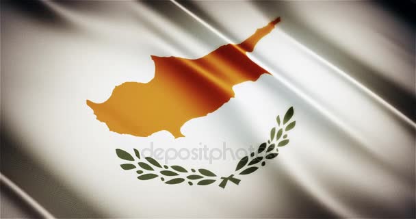 塞浦路斯现实国旗无缝循环的挥舞着动画 — 图库视频影像