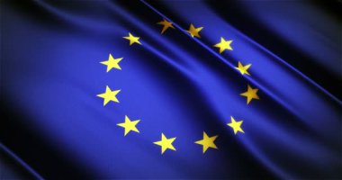 Avrupa Birliği gerçekçi ulusal bayrak sallayarak animasyon döngü sorunsuz