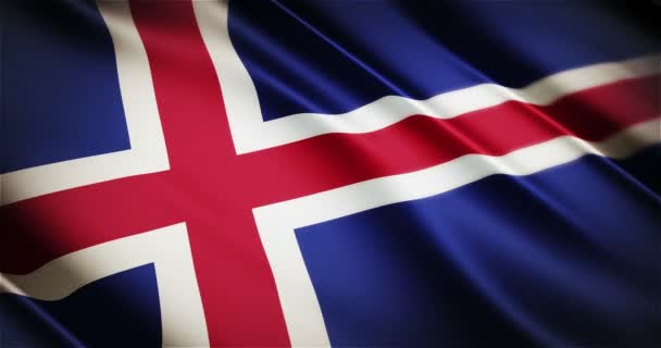 Islândia bandeira nacional realista sem costura looping acenando animação — Vídeo de Stock
