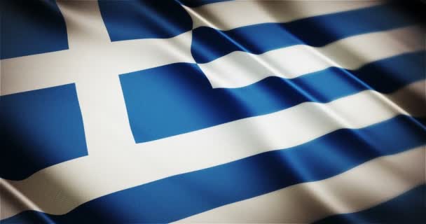 Greece realistic national flag seamless looping waving animation — Stock Video