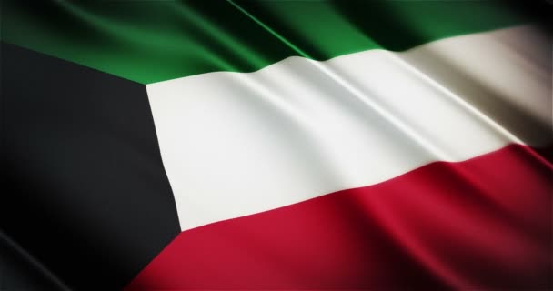 Kuwait realistiska flagga sömlös looping viftande animation — Stockvideo