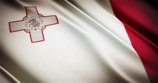 Malta realistische nationale vlag naadloze looping wuivende animatie — Stockvideo