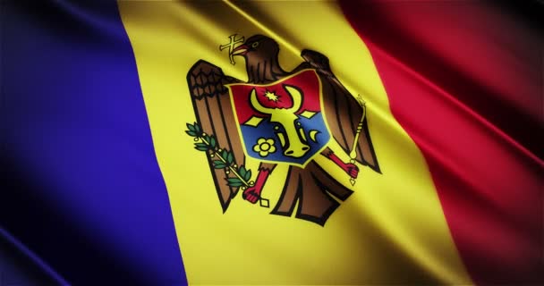 Moldova realistisk nationalt flag sømløs looping vinke animation – Stock-video