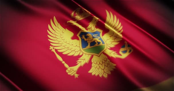 Montenegro realistiska flagga sömlös looping viftande animation — Stockvideo