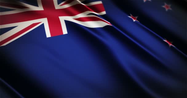 Nya Zeeland realistiska flagga sömlös looping viftande animation — Stockvideo