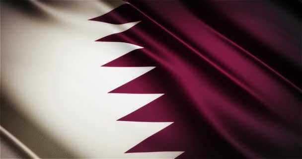 Qatar realista bandeira nacional sem costura looping acenando animação — Vídeo de Stock