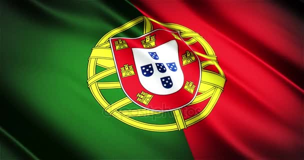 Portugal bandeira nacional realista sem costura looping acenando animação — Vídeo de Stock