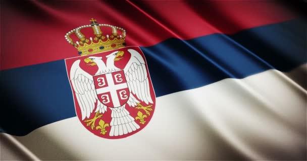 Serbia realista bandera nacional sin fisuras looping ondeando animación — Vídeos de Stock