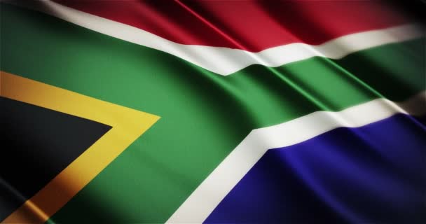Zuid-Afrika realistische nationale vlag naadloze looping wuivende animatie — Stockvideo