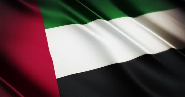 Emirati Arabi Uniti realistica bandiera nazionale senza soluzione di continuità loop animazione sventolando — Video Stock