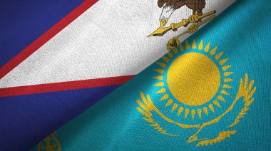 Amerikan Samoası ve Kazakistan iki bayraklı kumaş, kumaş dokusu