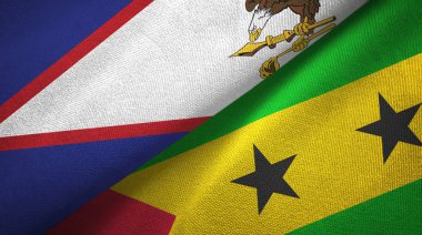 Amerikan Samoası ve Sao Tome ve Principe iki bayrak tekstil kumaşı, kumaş dokusu