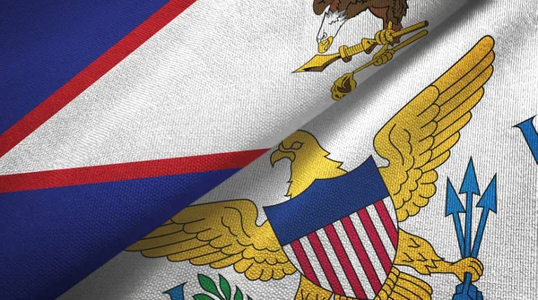 Amerikanische Samoa und unberührte Inseln vereinigte Staaten zwei Flaggen Textiltuch — Stockfoto
