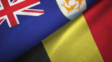 Anguilla ve Belçika iki bayraklı kumaş, kumaş dokusu 