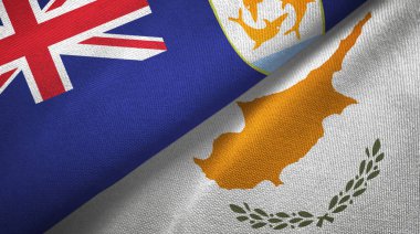 Anguilla ve Kıbrıs Rum Kesimi iki bayrak tekstil kumaşı, kumaş dokusu