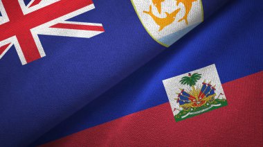 Anguilla ve Haiti iki bayraklı kumaş, kumaş dokusu