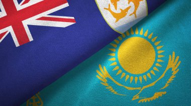 Anguilla ve Kazakistan iki bayraklı kumaş, kumaş dokusu