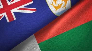 Anguilla ve Madagaskar iki bayraklı kumaş, kumaş dokusu