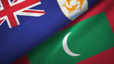 Anguilla ve Maldivler iki bayraklı kumaş, kumaş dokusu