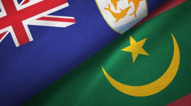 Anguilla ve Moritanya iki bayrak tekstil kumaşı, kumaş dokusu