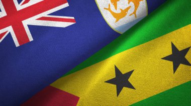 Anguilla ve Sao Tome ve Principe iki bayrak tekstil kumaşı, kumaş dokusu