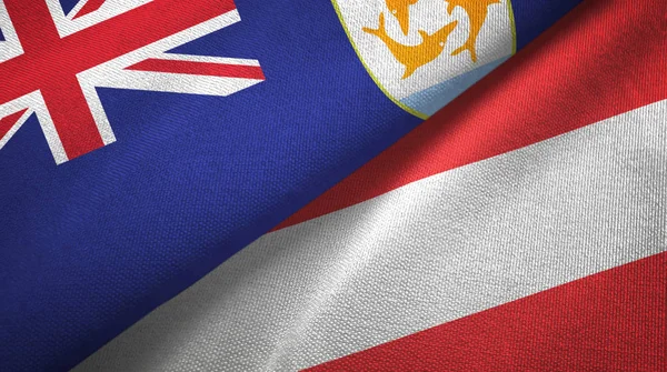 Anguilla dan Austria dua bendera kain tekstil, tekstur kain — Stok Foto