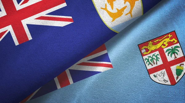 Anguila y Fiji dos banderas tela textil, textura de la tela —  Fotos de Stock