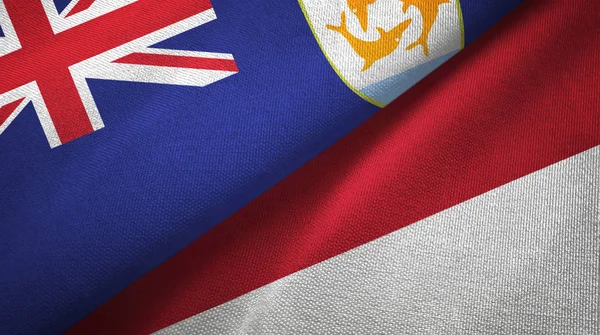 앙겔라 와 인도네시아 는 두 개의 깃발, 직물 직물, 직물 질감 — 스톡 사진