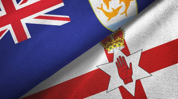 Anguilla och Nordirland två flaggor textilduk, textur — Stockfoto