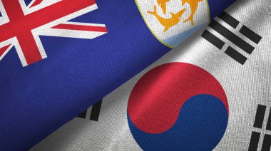 Anguilla ve Güney Kore iki bayraklı kumaş, kumaş dokusu