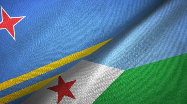 Aruba ve Cibuti iki bayrak tekstil kumaşı, kumaş dokusu