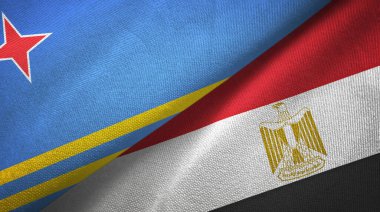 Aruba ve Mısır iki bayrak tekstil kumaşı