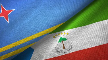 Aruba ve Ekvator Ginesi iki bayrak tekstil kumaşı, kumaş dokusu
