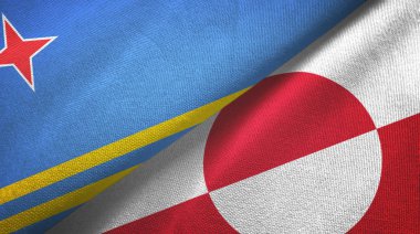 Aruba ve Grönland iki bayraklı kumaş, kumaş dokusu