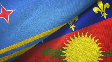 Aruba ve Guadeloupe iki bayraklı kumaş, kumaş dokusu