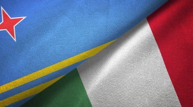 Aruba ve İtalya iki bayrak tekstil kumaşı, kumaş dokusu