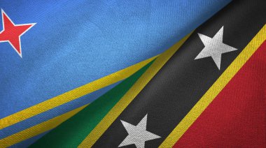 Aruba ve Saint Kitts ve Nevis iki bayraklı kumaş, kumaş dokusu