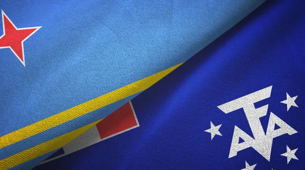 Aruba and French Southern and Antarctic Lands two flags textile cloth