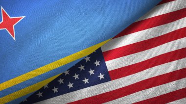 Aruba ve ABD iki bayrak tekstil kumaşı, kumaş dokusu