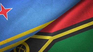 Aruba ve Vanuatu iki bayraklı kumaş, kumaş dokusu