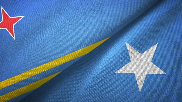 Aruba and Somalia two flags textile cloth, fabric texture — Stock Photo, Image