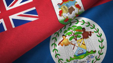 Bermuda ve Belize iki bayraklı kumaş, kumaş dokusu 