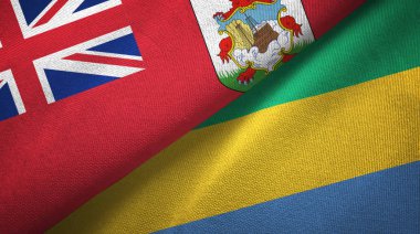 Bermuda ve Gabon iki bayraklı kumaş, kumaş desenli