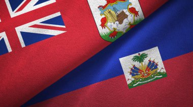 Bermuda ve Haiti iki bayraklı kumaş, kumaş dokusu