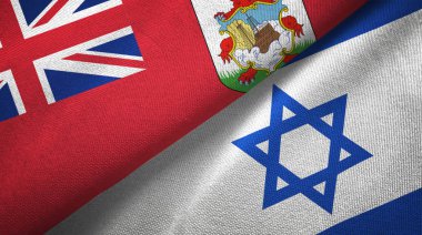 Bermuda ve İsrail iki bayraklı kumaş, kumaş dokusu